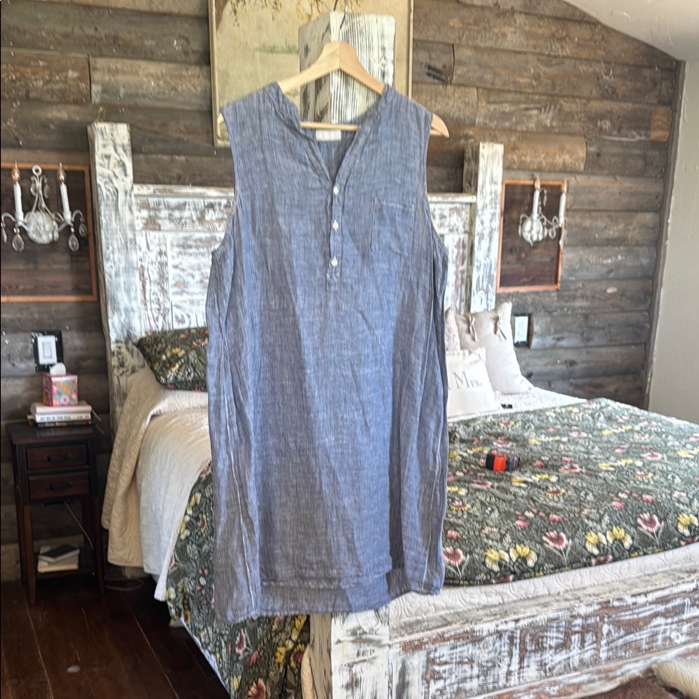 CP Shades Blue Sleeveless Sundress with Crew Neck